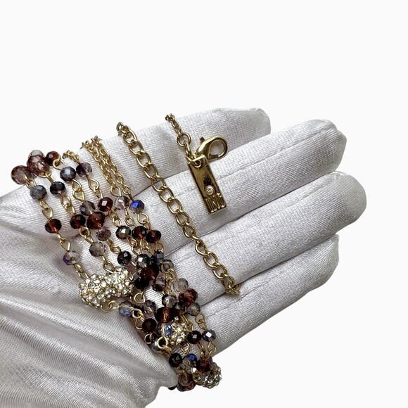 Beaded Necklaces Lot 2 Translucent Purple Black Faceted Sparkly Rhinestones Long - Picture 9 of 11